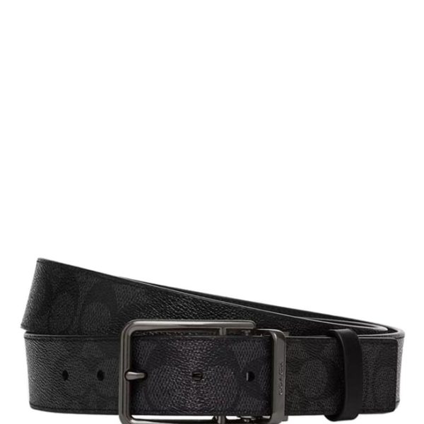 Coach Black Signature Logo Cut To Size Belt